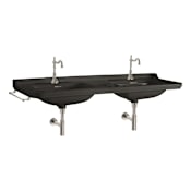WS Bath Collections Waldorf 59-1/8" Rectangular Ceramic Wall Mounted Bathroom Sink with Single Faucet Hole Glossy Black