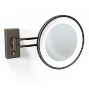 WS Bath Collections WS 8-11/16" Diameter Modern Circular Framed Makeup Wall Mirror with LED Lighting Dark Bronze