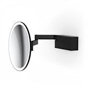 WS Bath Collections Spiegel 7-7/8" Diameter Modern Circular Framed Makeup Wall Mirror with LED Lighting Matte Black