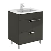 WS Bath Collections Elegance 31-1/2" Free Standing Single Basin Vanity Set with Cabinet and Ceramic Vanity Top Glossy Anthracite