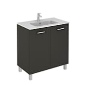 WS Bath Collections Logic Vanities 31-1/2" Free Standing Single Basin Vanity Set with Cabinet and Ceramic Vanity Top Glossy Anthracite