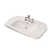 WS Bath Collections Nova 39-7/16" Ceramic Wall Mounted / Vessel Bathroom Sink With Three Holes Drilled and Overflow White