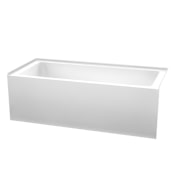 Wyndham Collection Grayley 66" Three Wall Alcove Acrylic Soaking Tub with Right Drain, Drain Assembly, and Overflow White / Brushed Nickel Trim