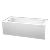 Wyndham Collection Grayley 66" Three Wall Alcove Acrylic Soaking Tub with Left Drain, Drain Assembly, and Overflow White / Brushed Nickel Trim