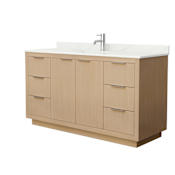 Wyndham Collection Maroni 60" Free Standing Single Basin Vanity Set with Cabinet and Quartz Vanity Top Light Straw / Giotto Quartz Top / Brushed Nickel Hardware