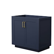 Wyndham Collection Miranda 36" Single Free Standing Vanity Cabinet Only - Less Vanity Top Dark Blue / Brushed Gold Hardware