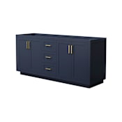 Wyndham Collection Miranda 71" Double Free Standing Vanity Cabinet Only - Less Vanity Top Dark Blue / Brushed Gold Hardware