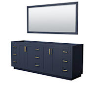 Wyndham Collection Miranda 84" Double Free Standing Vanity Cabinet - Less Vanity Top Dark Blue / Brushed Gold Hardware