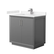 Wyndham Collection Strada 36" Free Standing Single Basin Vanity Set with Cabinet and Cultured Marble Vanity Top Dark Gray / Carrara Cultured Marble Top / Brushed Nickel Hardware