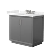 Wyndham Collection Strada 36" Free Standing Single Basin Vanity Set with Cabinet and Cultured Marble Vanity Top Dark Gray / Carrara Cultured Marble Top / Brushed Nickel Hardware