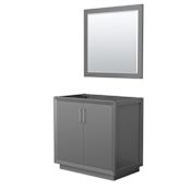 Wyndham Collection Strada 35" Single Free Standing Vanity Cabinet - Less Vanity Top Dark Gray / Brushed Nickel Hardware