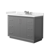 Wyndham Collection Strada 48" Free Standing Single Basin Vanity Set with Cabinet and Cultured Marble Vanity Top Dark Gray / Carrara Cultured Marble Top / Brushed Nickel Hardware