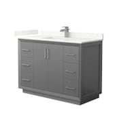 Wyndham Collection Strada 48" Free Standing Single Basin Vanity Set with Cabinet and Quartz Vanity Top Dark Gray / Giotto Quartz Top / Brushed Nickel Hardware
