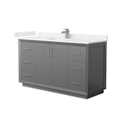 Wyndham Collection Strada 60" Free Standing Single Basin Vanity Set with Cabinet and Cultured Marble Vanity Top Dark Gray / Carrara Cultured Marble Top / Brushed Nickel Hardware