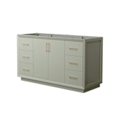 Wyndham Collection Strada 59" Single Free Standing Vanity Cabinet Only - Less Vanity Top Light Green / Satin Bronze Hardware