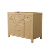 Wyndham Collection Pendry 42" Single Free Standing Vanity Cabinet Only - Less Vanity Top Tanned Oak / Brushed Gold Hardware