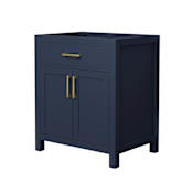 Wyndham Collection Beckett 30" Single Free Standing Vanity Cabinet Only - Less Vanity Top Dark Blue / Brushed Gold Hardware