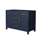Wyndham Collection Beckett 48" Double Free Standing Vanity Cabinet Only - Less Vanity Top Dark Blue / Brushed Gold Hardware