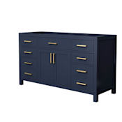Wyndham Collection Beckett 59" Single Free Standing Vanity Cabinet Only - Less Vanity Top Dark Blue / Brushed Gold Hardware
