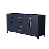 Wyndham Collection Beckett 65" Double Free Standing Vanity Cabinet Only - Less Vanity Top Dark Blue / Brushed Gold Hardware