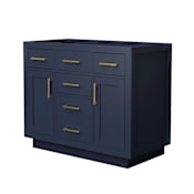Wyndham Collection Beckett TK 41" Single Free Standing Vanity Cabinet Only - Less Vanity Top Dark Blue / Brushed Gold Hardware