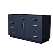 Wyndham Collection Beckett TK 59" Single Free Standing Vanity Cabinet Only - Less Vanity Top Dark Blue / Brushed Gold Hardware
