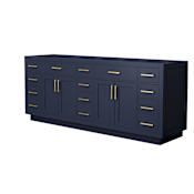 Wyndham Collection Beckett TK 83" Double Free Standing Vanity Cabinet Only - Less Vanity Top Dark Blue / Brushed Gold Hardware