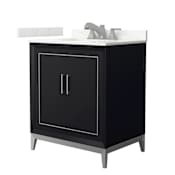 Wyndham Collection Marlena 30" Free Standing Single Basin Vanity Set with Cabinet and Quartz Vanity Top Black / Giotto Quartz Top / Brushed Nickel Hardware