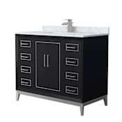 Wyndham Collection Marlena 42" Free Standing Single Basin Vanity Set with Cabinet and Marble Vanity Top Black / Brushed Nickel Hardware