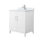 Wyndham Collection Elan 30" Free Standing Single Basin Vanity Set with Cabinet and Marble Vanity Top White / Brushed Nickel Hardware