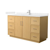 Wyndham Collection Elan TK 60" Free Standing Single Basin Vanity Set with Cabinet and Cultured Marble Vanity Top Light Oak / Carrara Cultured Marble Top / Brushed Nickel Hardware