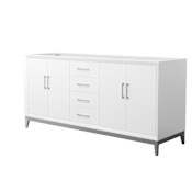 Wyndham Collection Amici 72" Double Free Standing Vanity Cabinet Only - Less Vanity Top White / Brushed Nickel Hardware