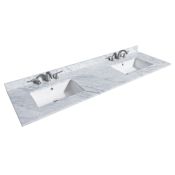 Wyndham Collection 72" Marble Vanity Top with Backsplash White Carrara Marble