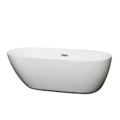 Wyndham Collection Melissa 65" Free Standing Acrylic Soaking Tub with Center Drain, Drain Assembly, and Overflow White / Brushed Nickel Trim