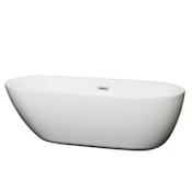 Wyndham Collection Melissa 71" Free Standing Acrylic Soaking Tub with Rear Drain, Drain Assembly, and Overflow White / Polished Chrome Trim