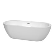 Wyndham Collection Soho 72" Free Standing Acrylic Soaking Tub with Center Drain, Drain Assembly, and Overflow White / Polished Chrome Trim
