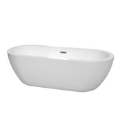 Wyndham Collection Soho 72" Free Standing Acrylic Soaking Tub with Center Drain, Drain Assembly, and Overflow White / Brushed Nickel Trim