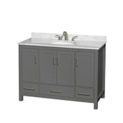 Wyndham Collection Sheffield 48" Free Standing Single Basin Vanity Set with Cabinet and Marble Vanity Top Dark Gray / White Carrara Marble Top / Brushed Chrome Hardware