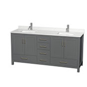 Wyndham Collection Sheffield 72" Free Standing Double Basin Vanity Set with Cabinet and Quartz Vanity Top Dark Gray / Giotto Quartz Top / Brushed Chrome Hardware