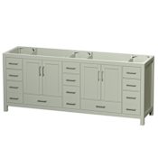 Wyndham Collection Sheffield 84" Double Free Standing Vanity Cabinet Only - Less Vanity Top Light Green / Brushed Nickel Hardware