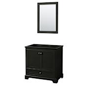 Wyndham Collection Deborah 35-1/4" Free Standing Single Wood Vanity Cabinet Only with Mirror - Less Vanity Top Dark Espresso / Polished Chrome Hardware