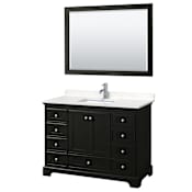 Wyndham Collection Deborah 48" Free Standing Single Basin Vanity Set with Cultured Marble Vanity Top and Framed Mirror Dark Espresso / Carrara Cultured Marble Top / Polished Chrome Hardware