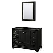 Wyndham Collection Deborah 47-1/4" Free Standing Single Wood Vanity Cabinet Only with Mirror - Less Vanity Top Dark Espresso / Polished Chrome Hardware