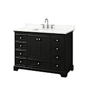 Wyndham Collection Deborah 48" Free Standing Single Basin Vanity Set with Cabinet and Quartz Vanity Top Dark Espresso / Giotto Quartz Top / Polished Chrome Hardware