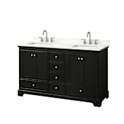 Wyndham Collection Deborah 60" Free Standing Double Basin Vanity Set with Cabinet and Quartz Vanity Top Dark Espresso / Giotto Quartz Top / Polished Chrome Hardware