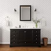 Wyndham Collection Deborah 60" Free Standing Single Basin Vanity Set with Cabinet, Cultured Marble Vanity Top for Widespread Faucets, and Medicine Cabinet Dark Espresso / Carrara Cultured Marble Top / Polished Chrome Hardware