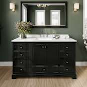 Wyndham Collection Deborah 60" Free Standing Single Basin Vanity Set with Cabinet and Cultured Marble Vanity Top for Widespread Faucets Dark Espresso / Carrara Cultured Marble Top / Polished Chrome Hardware