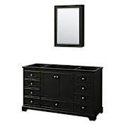 Wyndham Collection Deborah 59-1/4" Free Standing Single Wood Vanity Cabinet Only with Mirror - Less Vanity Top Dark Espresso / Polished Chrome Hardware