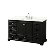 Wyndham Collection Deborah 60" Free Standing Single Basin Vanity Set with Cabinet and Quartz Vanity Top Dark Espresso / Giotto Quartz Top / Polished Chrome Hardware