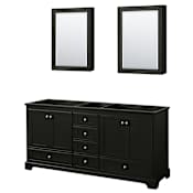 Wyndham Collection Deborah 71" Free Standing Double Wood Vanity Cabinet Only with Mirror - Less Vanity Top Dark Espresso / Polished Chrome Hardware